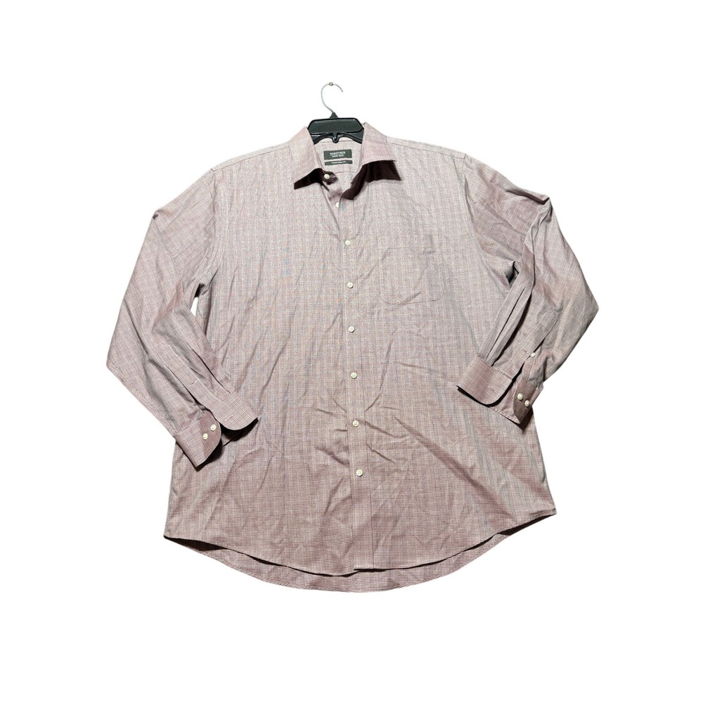 Nordstrom Men's Shop Button Down Shirt Mens 17 34-35 Burgundy Traditional Fit